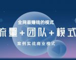王冲老师《流量+团队+模式》商业模式实战课，全网最赚钱的模式-吗喽副业资源站