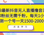 2023最新抖音无人直播撸音浪项目，0粉丝无需千粉，每天1小时，实测一个号一天1500-2000元-吗喽副业资源站