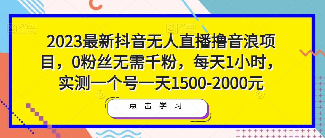 2023最新抖音无人直播撸音浪项目，0粉丝无需千粉，每天1小时，实测一个号一天1500-2000元-吗喽副业资源站