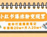 小红书爆涨粉变现营，教你打造爆款笔记，年涨粉20w+月入20w-吗喽副业资源站