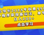 D1G馆长2023年收费990的抖音小程序变现新玩法,单号轻松日入200+-吗喽副业资源站