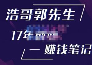 浩哥郭先生17年创业赚米笔记，打开你对很多东西的认知，让你知道原来赚钱或创业不单单是发力就行-吗喽副业资源站