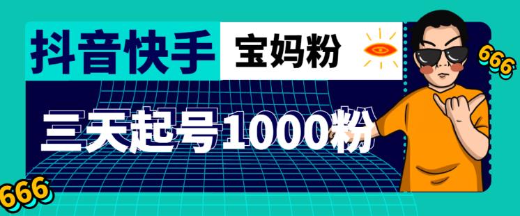 抖音快手三天起号涨粉1000宝妈粉丝的核心方法【详细玩法教程】-吗喽副业资源站