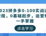 2023拼多多0-100实战运营教程,0基础起步,运营知识一手掌握-吗喽副业资源站
