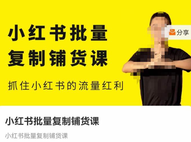 张宾·小红书批量复制铺货课，抓住小红书的流量红利 （更新2023年2月）-吗喽副业资源站