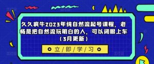 久久疯牛2023年纯自然流起号课程，老杨是把自然流玩明白的人，可以闭眼上车（3月更新）-吗喽副业资源站