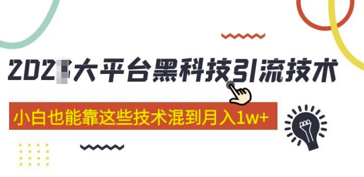 大平台黑科技引流技术，小白也能靠这些技术混到月入1w+(2022年的课程）-吗喽副业资源站