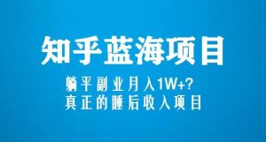 知乎蓝海玩法，躺平副业月入1W+，真正的睡后收入项目（6节视频课）-吗喽副业资源站