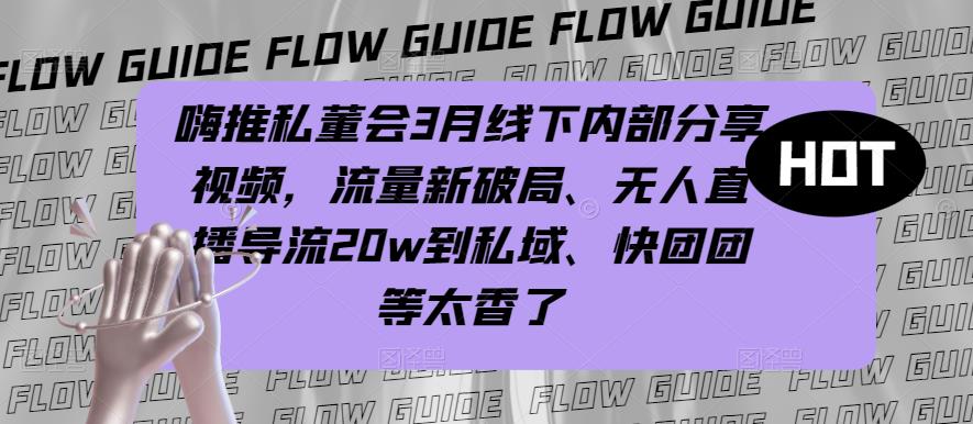 嗨推私董会3月线下内部分享视频，流量新破局、无人直播导流20w到私域、快团团等太香了-吗喽副业资源站