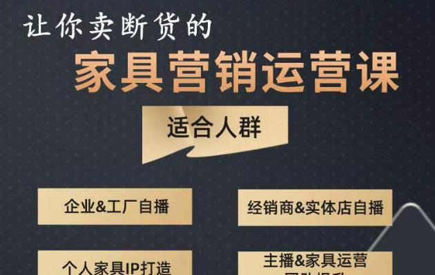 让你卖断货的家具营销运营课，打造高销量家具账号（短视频+直播+人物IP）-吗喽副业资源站