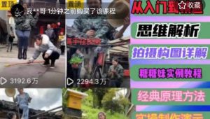 东方糖糖妹抖音短视频全套实战课思维+拍摄+剪辑+运营，从入门到精通-吗喽副业资源站