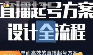 2023正价控流起号课，直播起号方案设计全流程，简单而高效的直播起号方案-吗喽副业资源站