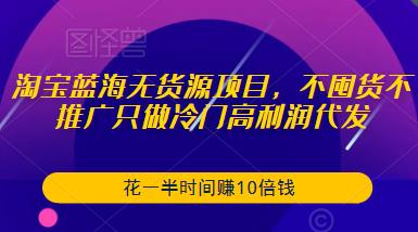 淘宝蓝海无货源项目，不囤货不推广只做冷门高利润代发，花一半时间赚10倍钱-吗喽副业资源站