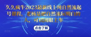 久久疯牛2023最新线上纯自然流起号课程，老杨是把自然流玩明白的人，可以闭眼上车-吗喽副业资源站