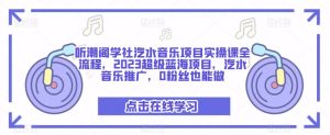 听潮阁学社汽水音乐项目实操课全流程，2023超级蓝海项目，汽水音乐推广，0粉丝也能做-吗喽副业资源站