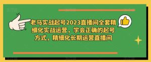 老马实战起号2023直播间全套精细化实战运营,学会正确的起号方式,精细化长期运营直播间-吗喽副业资源站