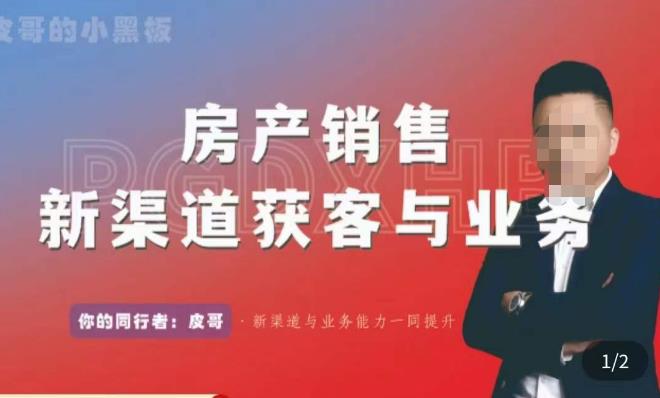 皮哥·房产销售新渠道获客与业务，​打造新时代房产经纪达人，助力行业新人成长为业内精英-吗喽副业资源站