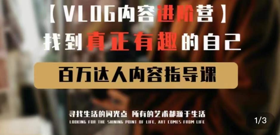 vlog内容进阶营，找到真正有趣的自己，百万达人内容指导课-吗喽副业资源站