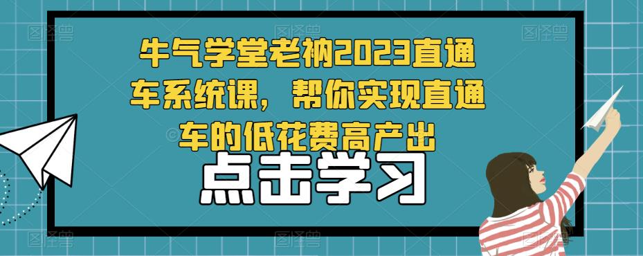 牛气学堂老衲2023直通车系统课，帮你实现直通车的低花费高产出-吗喽副业资源站