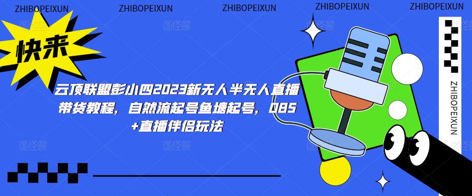 云顶联盟彭小四2023新无人半无人直播带货教程，自然流起号鱼塘起号，OBS+直播伴侣玩法-吗喽副业资源站