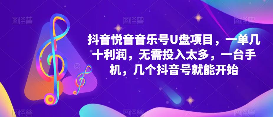 抖音音乐号U盘项目，一单几十利润，无需投入太多，一台手机，几个抖音号就能开始-吗喽副业资源站