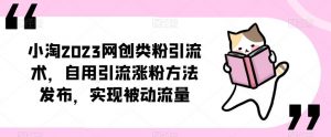 ​小淘2023网创类粉引流术，自用引流涨粉方法发布，实现被动流量-吗喽副业资源站