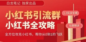 【白龙笔记】价值980元的《小红书运营和引流课》,日引100高质量粉-吗喽副业资源站
