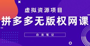 【白龙笔记】拼多多无版权网课项目，月入5000的长期项目，玩法详细拆解【揭秘】-吗喽副业资源站