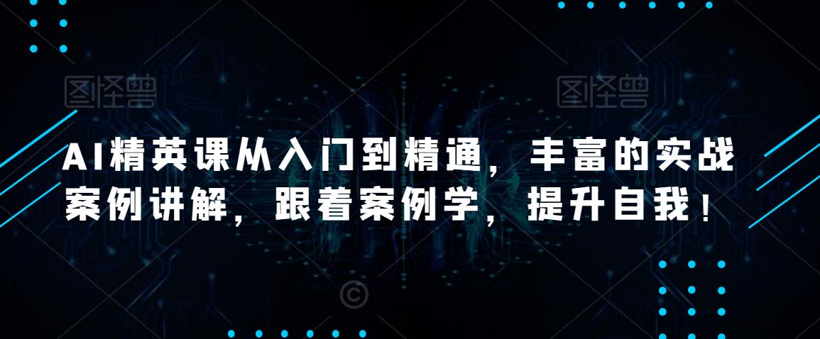 AI精英课从入门到精通，丰富的实战案例讲解，跟着案例学，提升自我！-吗喽副业资源站