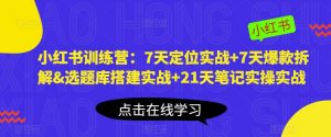 小红书训练营：7天定位实战+7天爆款拆解&选题库搭建实战+21天笔记实操实战-吗喽副业资源站