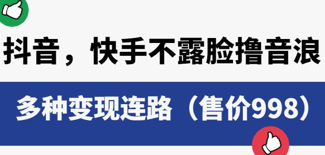 抖音快手不露脸撸音浪项目，多种变现连路（售价998）-吗喽副业资源站