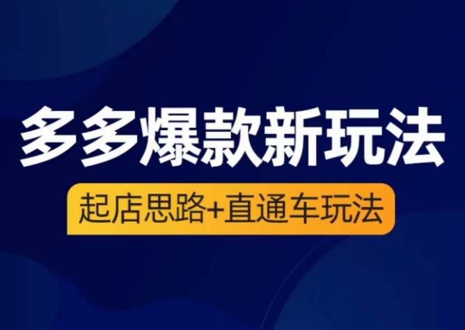 海神·多多爆款新玩法，​起店思路+直通车玩法（3节精华课）-吗喽副业资源站