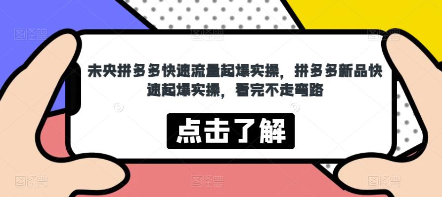 未央拼多多快速流量起爆实操，拼多多新品快速起爆实操，看完不走弯路-吗喽副业资源站