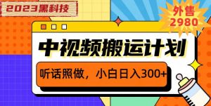外面卖2980元2023黑科技操作中视频撸收益，听话照做小白日入300+-吗喽副业资源站