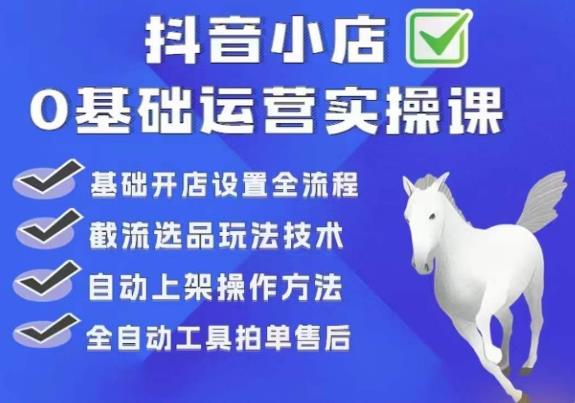 白马电商·0基础抖店运营实操课，基础开店设置全流程，截流选品玩法技术-吗喽副业资源站