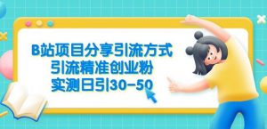 B站项目分享引流方式，引流精准创业粉，实测日引30-50【揭秘】-吗喽副业资源站