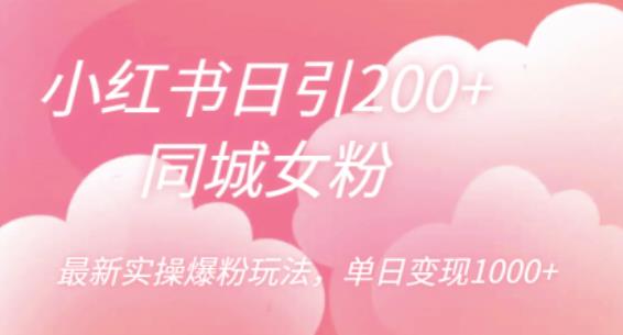 小红书日引200+同城女粉，最新实操爆粉玩法，单日变现1000+【揭秘】-吗喽副业资源站