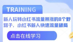 新人玩转小红书流量暴涨的8个野路子，小红书新人快速流量破局-吗喽副业资源站
