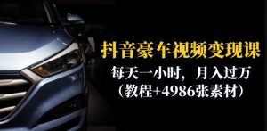 抖音豪车视频变现分享课：每天一小时，月入过万（教程+4986张素材）-吗喽副业资源站