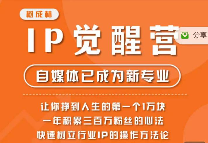 树成林·IP觉醒营，快速树立行业IP的操作方法论，让你赚到人生的第一个1万块-吗喽副业资源站