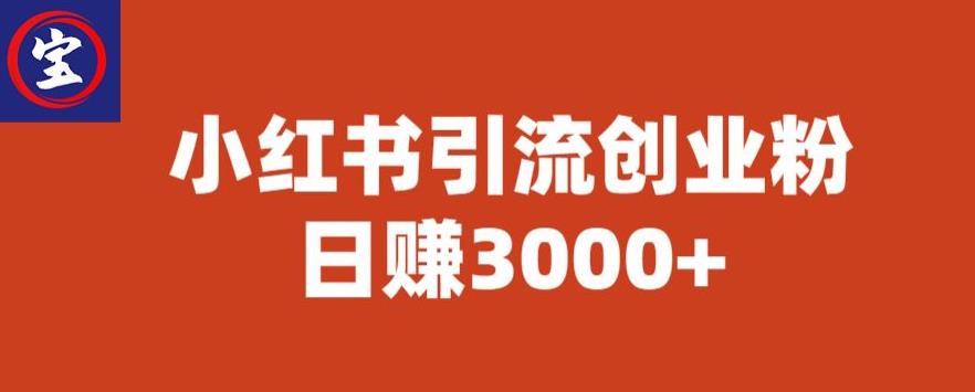 宝哥小红书引流创业粉，日赚3000+【揭秘】-吗喽副业资源站
