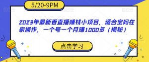 2023年最新看直播赚钱小项目，适合宝妈在家操作，一个号一个月赚1000多（揭秘）-吗喽副业资源站