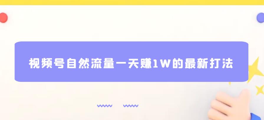 视频号自然流量一天赚1W的最新打法，基本0投资【揭秘】-吗喽副业资源站