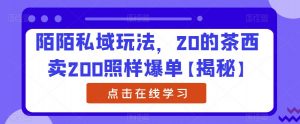 陌陌私域玩法，20的茶西卖200照样爆单【揭秘】-吗喽副业资源站