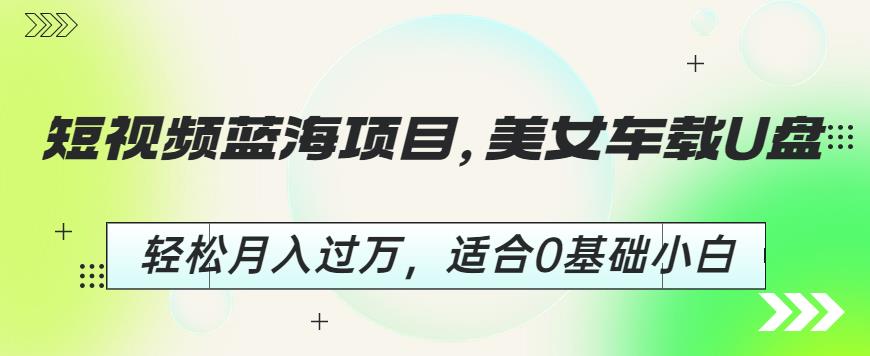 短视频蓝海项目，美女车载U盘，轻松月入过万，适合0基础小白【揭秘】-吗喽副业资源站