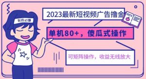 2023最新玩法短视频广告撸金，亲测单机收益80+，可矩阵，傻瓜式操作，小白可上手【揭秘】-吗喽副业资源站