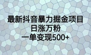 最新抖音暴力掘金项目，日涨万粉，一单变现500+【揭秘】-吗喽副业资源站