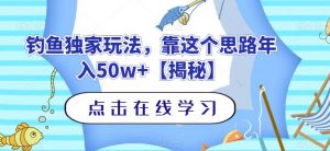 钓鱼独家玩法，靠这个思路年入50w+【揭秘】-吗喽副业资源站