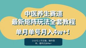 暴利赛道中医养生赛道最新矩阵玩法，单月单号月入4w+！【揭秘】-吗喽副业资源站