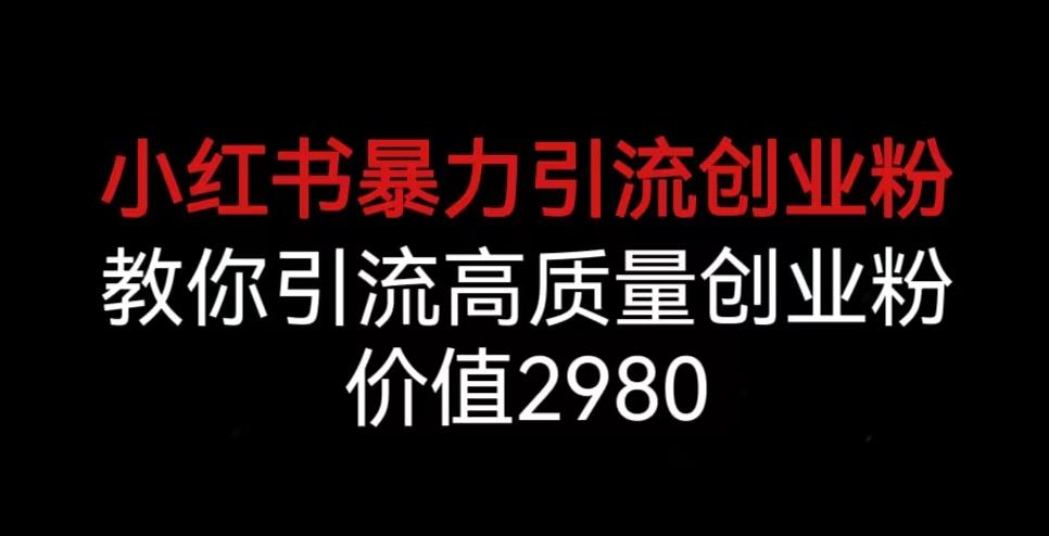 小红书暴力引流创业粉，教你引流高质量创业粉，价值2980【揭秘】-吗喽副业资源站